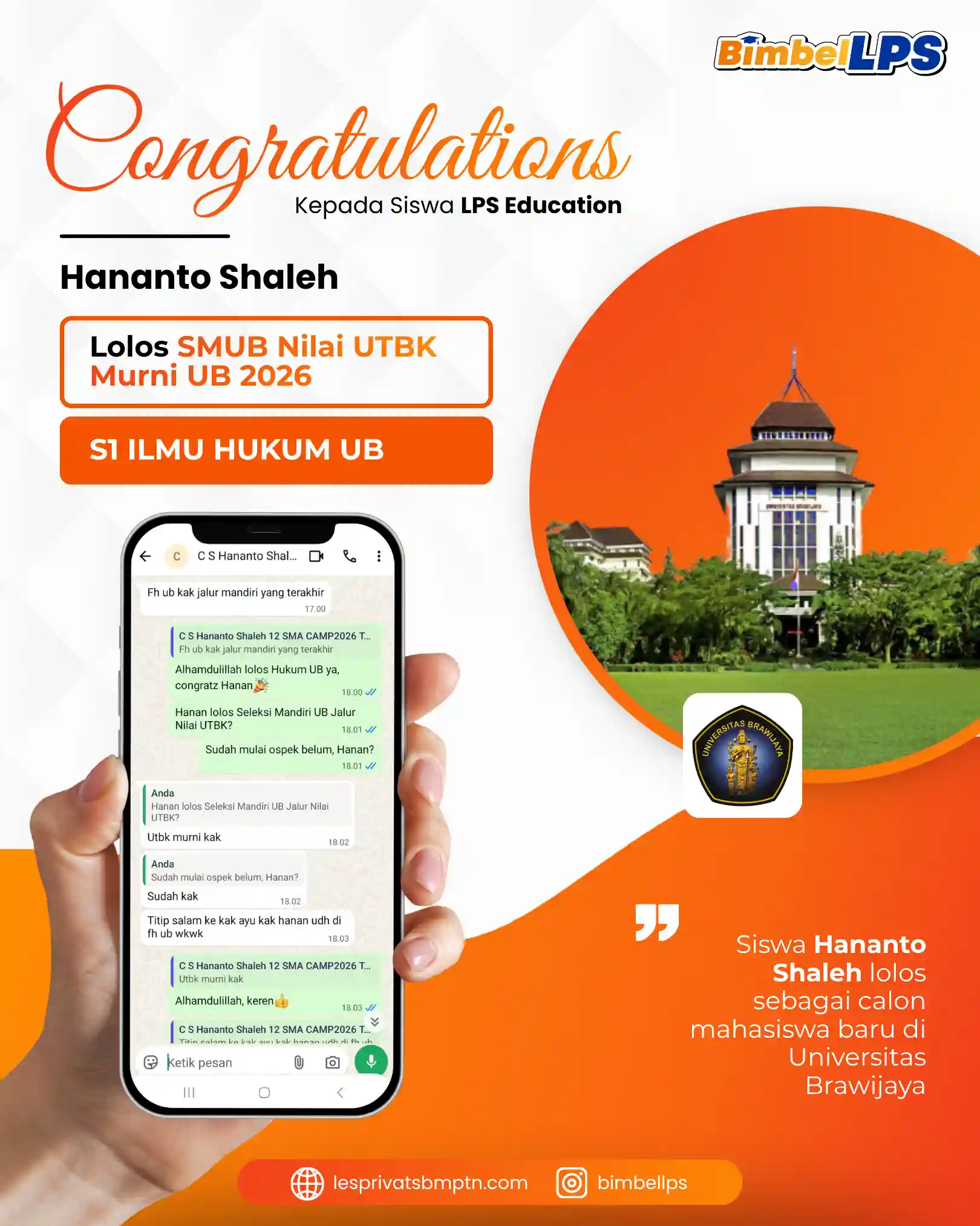 Hananto Shaleh Lolos SMUB Nilai UTBK Murni S1 Hukum 