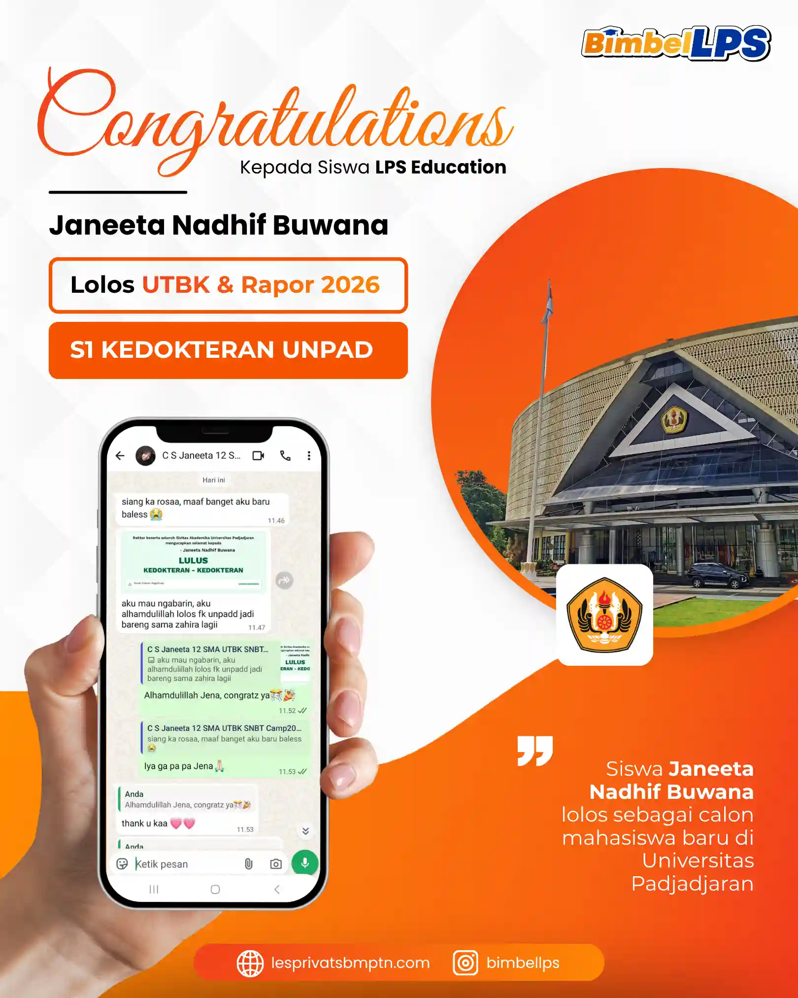 Janeeta Nadhif Buwana Lolos UTBK & Rapor S1 Kedokteran UNPAD